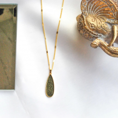 Olive enamel drop necklace