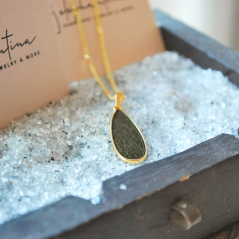 Olive enamel drop necklace