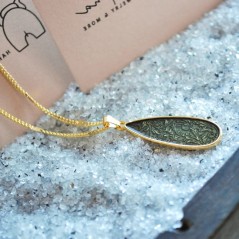 Olive enamel drop necklace