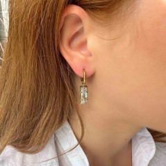 Earrings hoops hanging white crystal