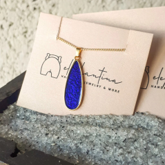 Purple-blue enamel drop necklace