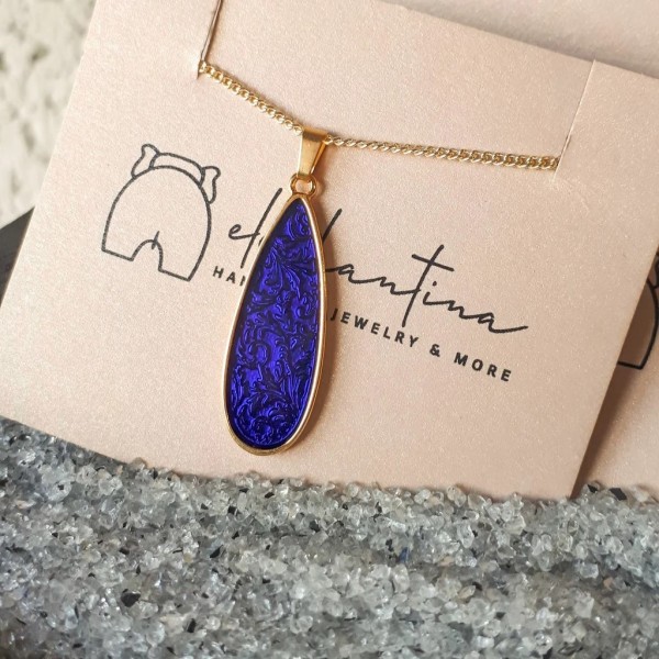 Purple-blue enamel drop necklace