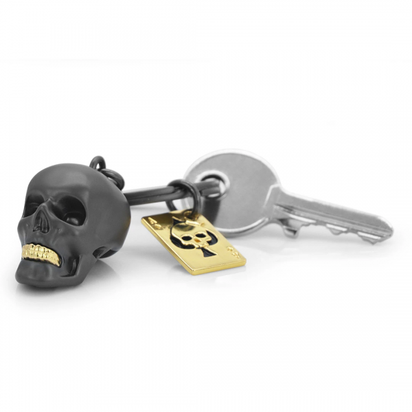 Skull Keychain with Playing Cards Metalmorphose