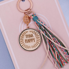 Think Happy Charm Keychain