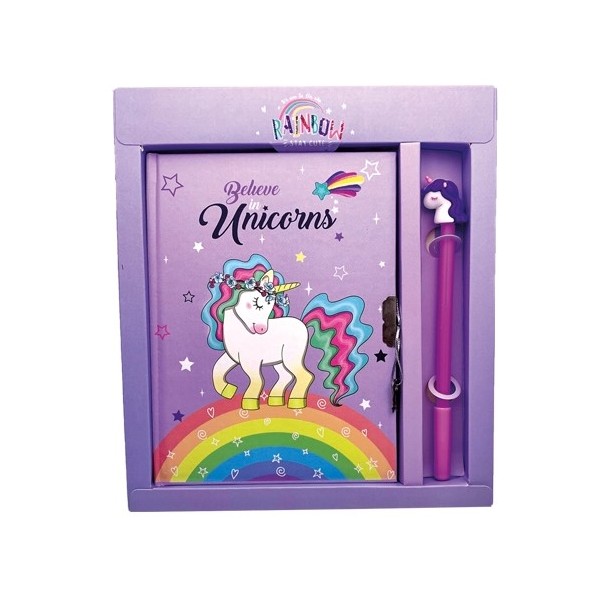 Unicorn notebook with lock and pen