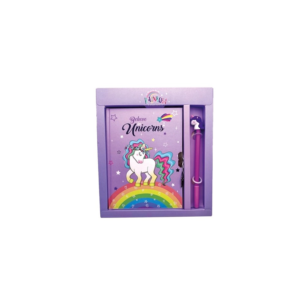 Unicorn notebook with lock and pen