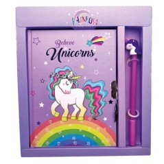 Unicorn notebook with lock and pen