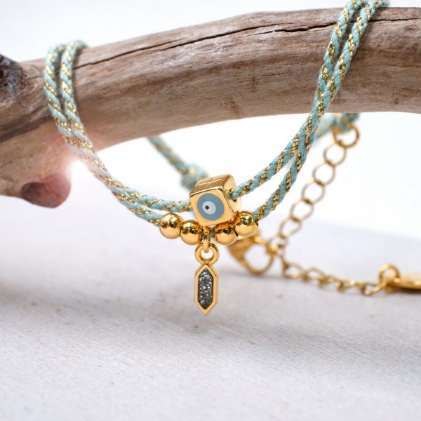 Golden Thread Mint Eyelet Bracelet