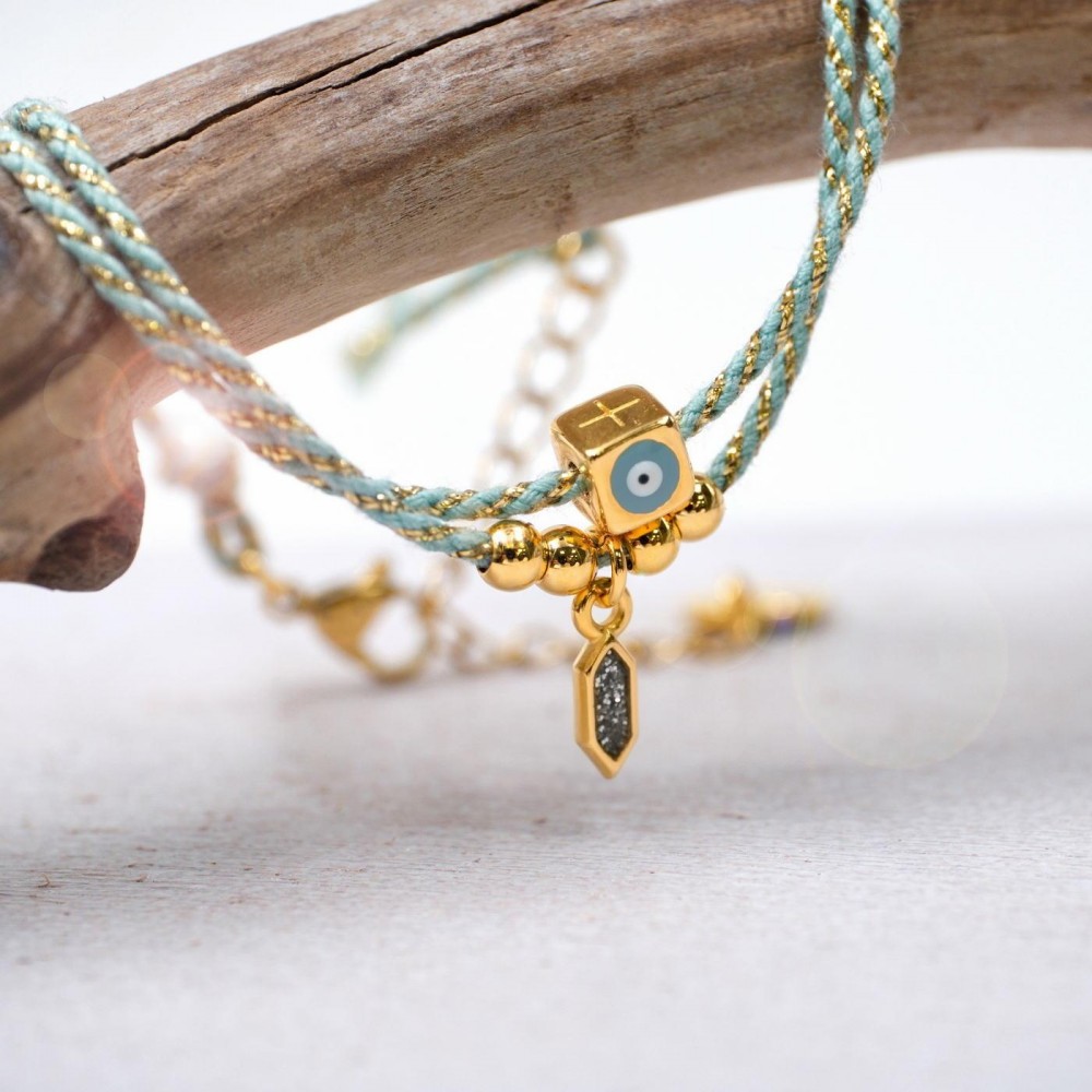 Golden Thread Mint Eyelet Bracelet