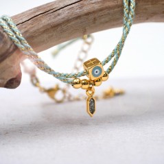 Golden Thread Mint Eyelet Bracelet