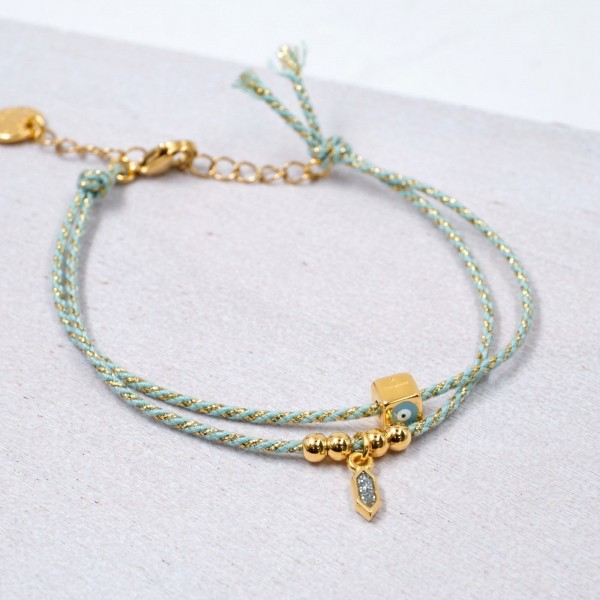 Golden Thread Mint Eyelet Bracelet