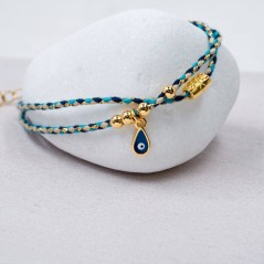 Golden Thread Blue Eyelet Bracelet