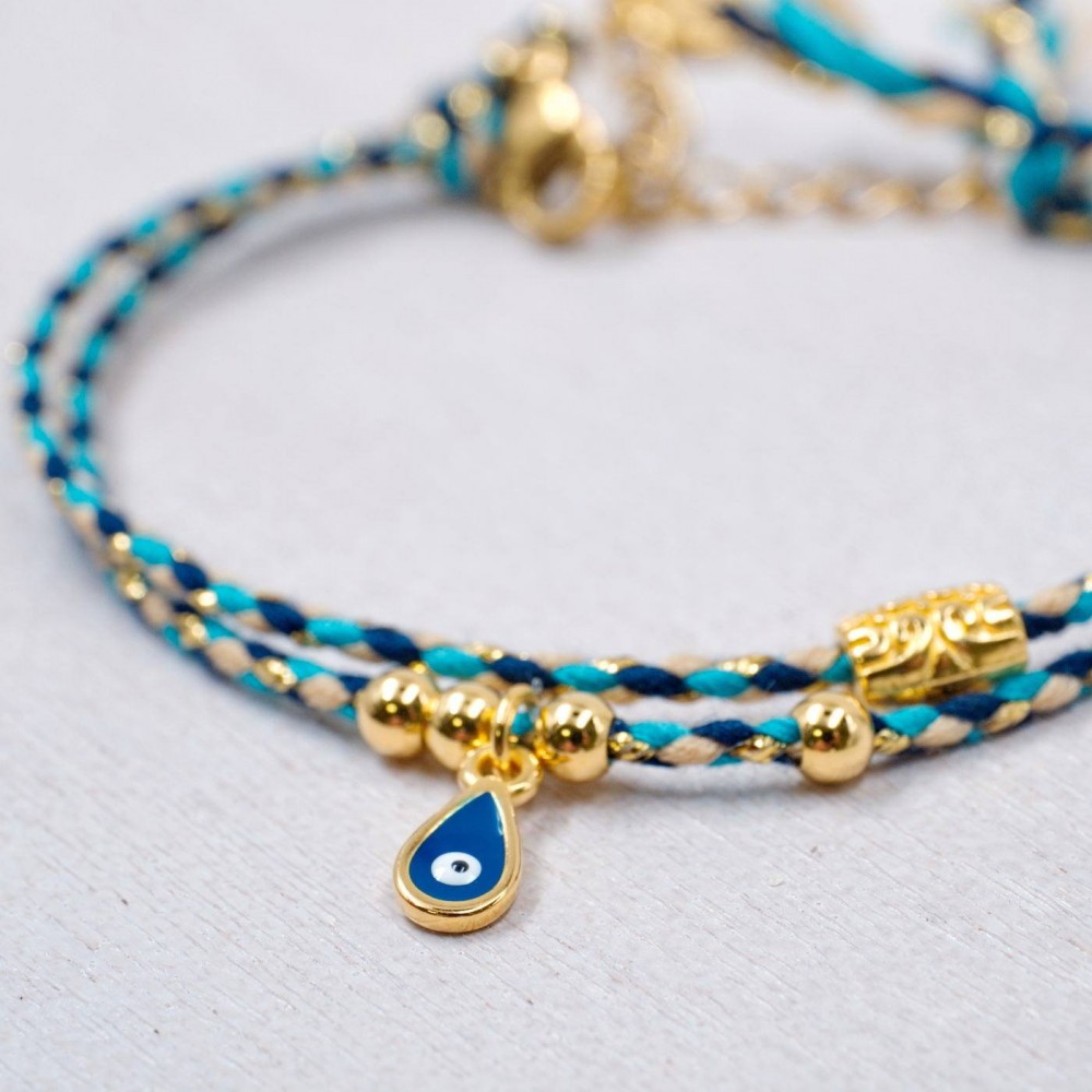 Golden Thread Blue Eyelet Bracelet