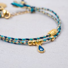 Golden Thread Blue Eyelet Bracelet