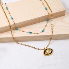 Double Enamel Eye Necklace