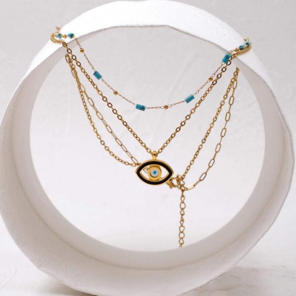 Double Enamel Eye Necklace