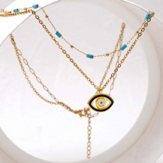 Double Enamel Eye Necklace