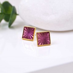 Handmade stud earrings with coral enamel