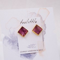 Handmade stud earrings with coral enamel