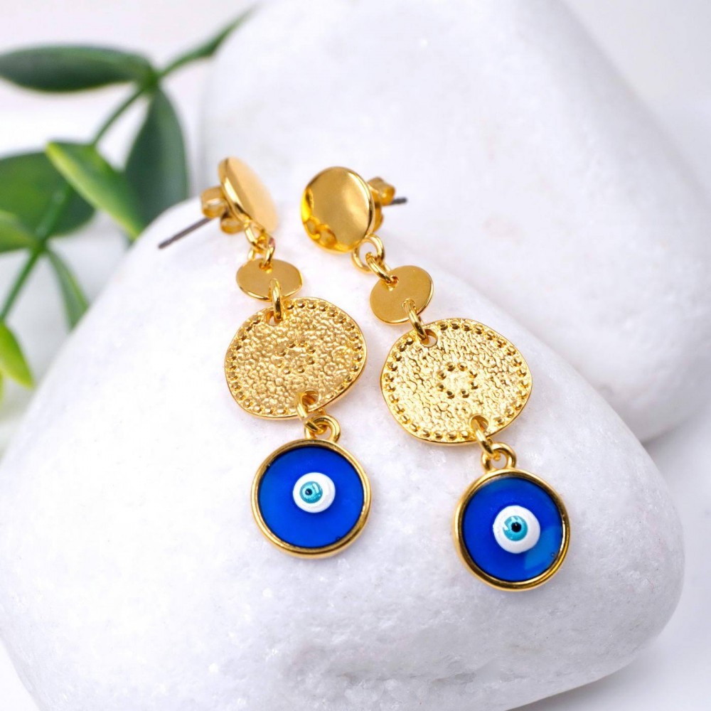 Gold plated eye drop earrings