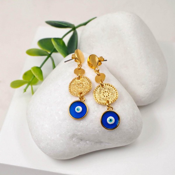 Gold plated eye drop earrings