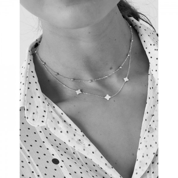 Double steel chain necklace