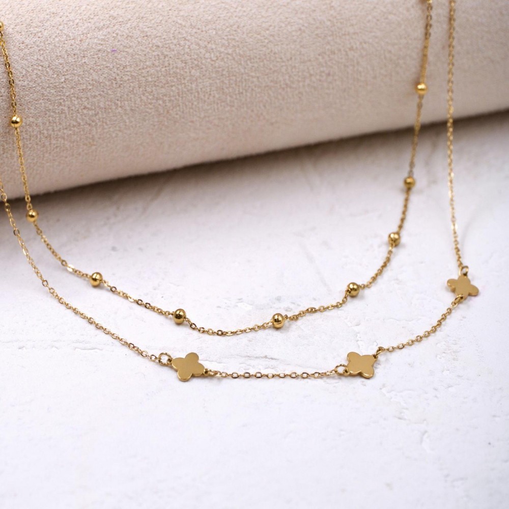 Double steel chain necklace