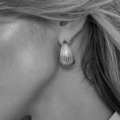 Handmade striped steel drop earrings