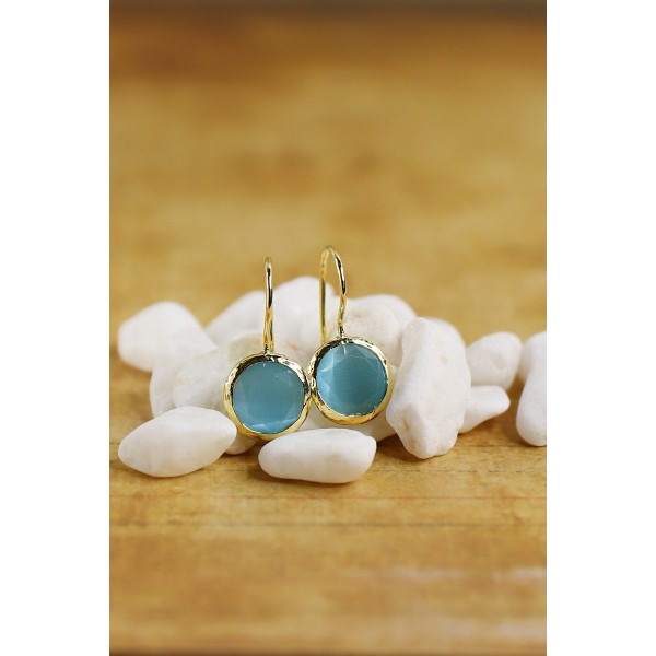 Chara Gold Plated Earrings - Turquoise