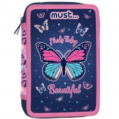 Pencil Case Triple Full Make Today Beautiful Butterflies Must