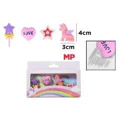 Set of Love Unicorn Erasers 4 pcs. (UN23017)