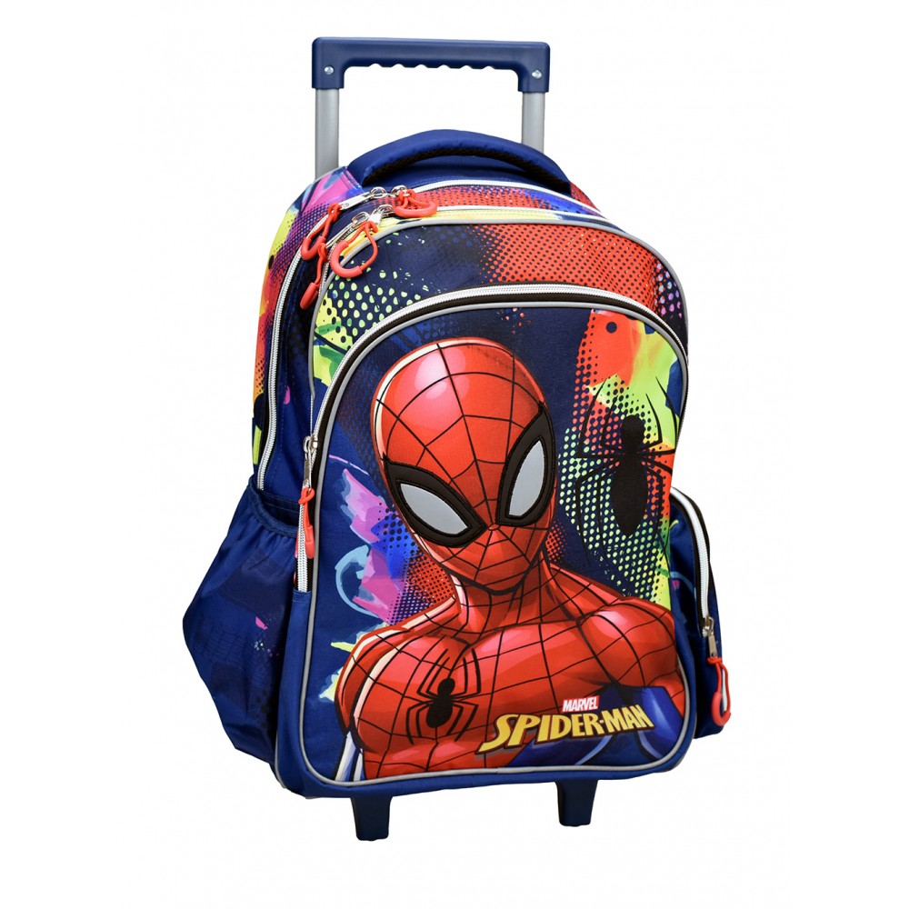 Trolley Primary School Bag Gim Spiderman Silver Eyes