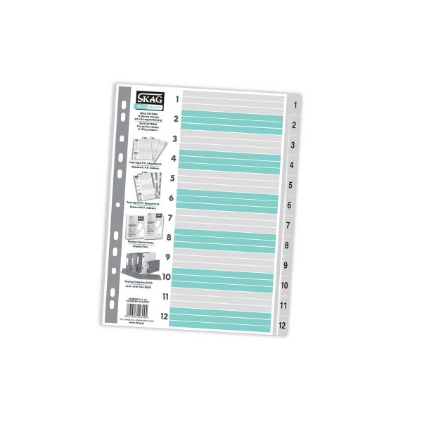 Index P.P. Numerical (1-12) A4 Skag Economy Divider