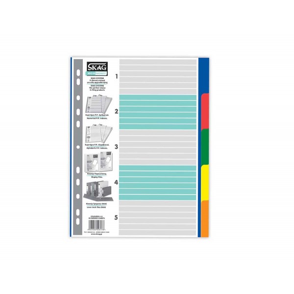 Index P.P. Colored A4 (5F) Skag Economy Divider