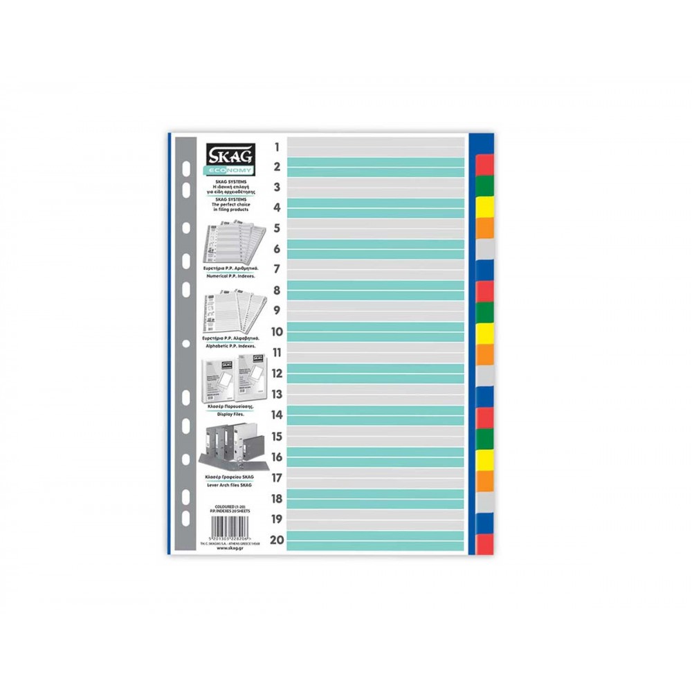 Index P.P. Colored A4 (20F) Skag Economy Divider