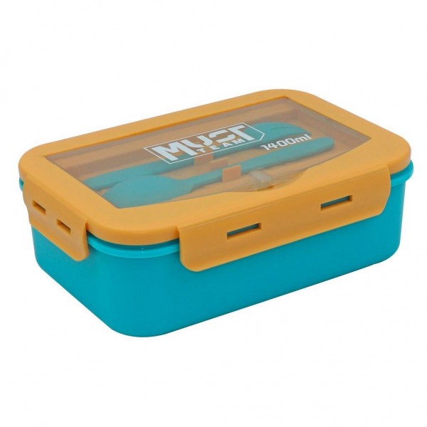 Food container Yellow Must 1400ml with fork and spoon