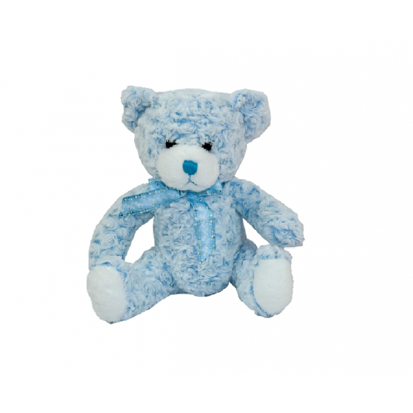 Blue teddy bear with bow 35 cm.