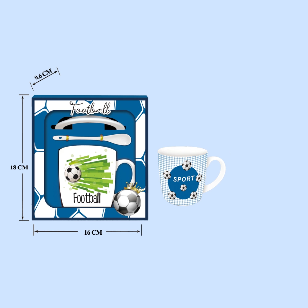 Gift set: Mug with saucer and spoon - Football