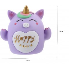 Piggy Bank Purple Unicorn "Happy Day"