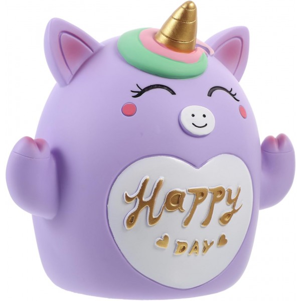 Piggy Bank Purple Unicorn "Happy Day"