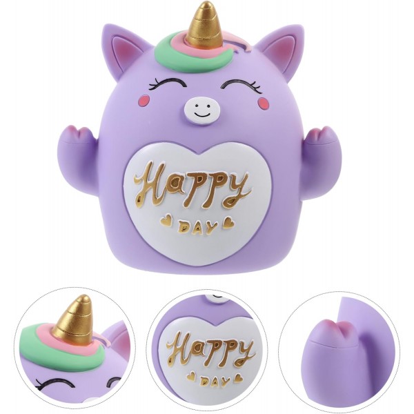 Piggy Bank Purple Unicorn "Happy Day"