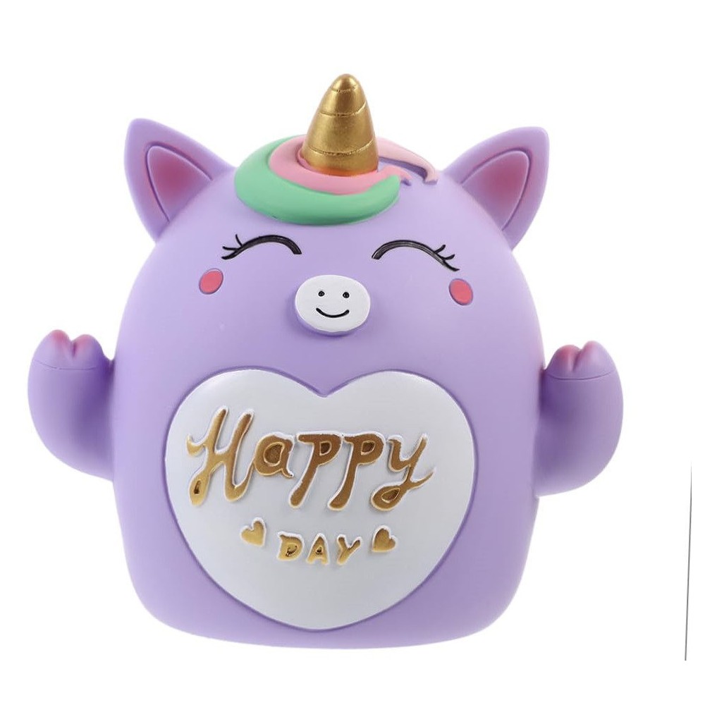 Piggy Bank Purple Unicorn "Happy Day"