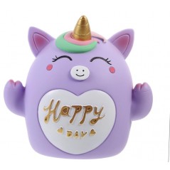 Piggy Bank Purple Unicorn "Happy Day"