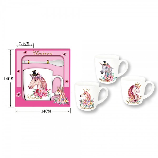 Gift set: Mug with spoon - Unicorn