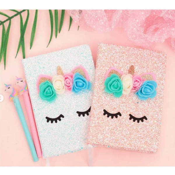 Unicorn Notebook with Sequins and Pen