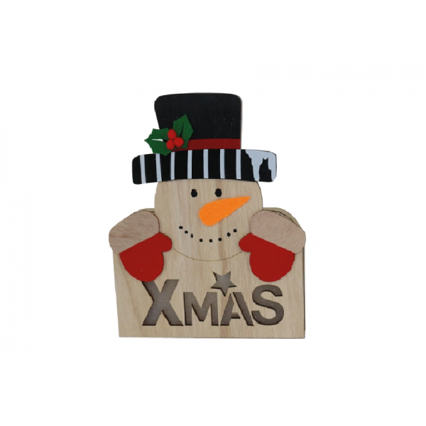 Christmas Wooden Snowman with light