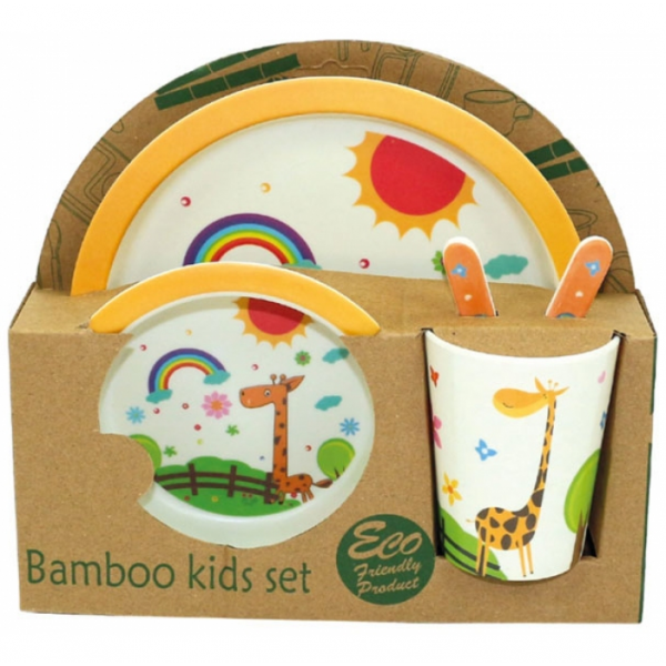 Animals bamboo breakfast set (5 pieces)