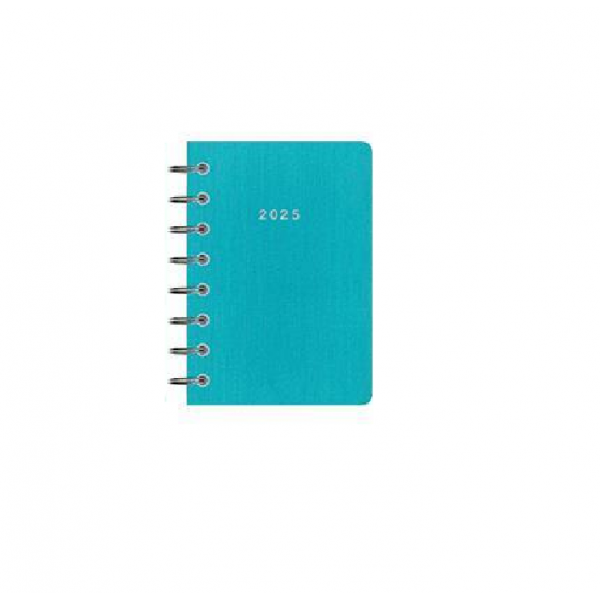 Calendar Daily Spiral Mini 8x12 Turquoise 2025