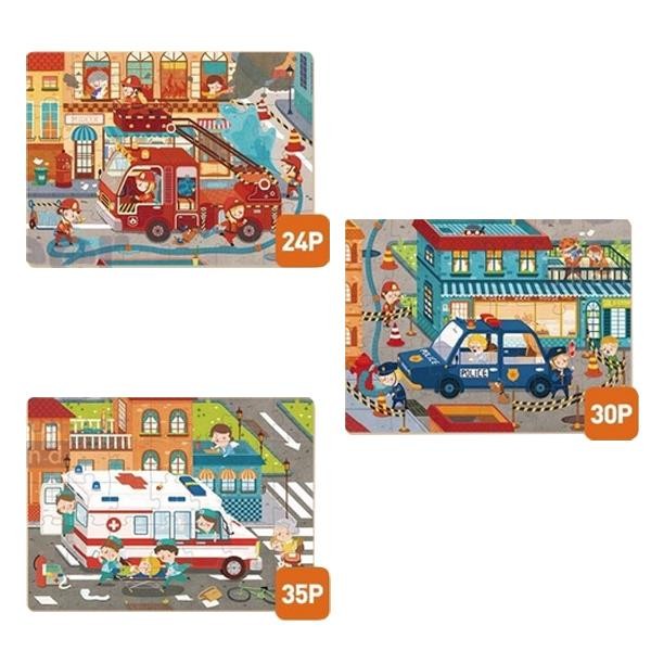 3 in 1 puzzle - Level Up 3 "Busy Community helpers" (24,30 & 35pcs)