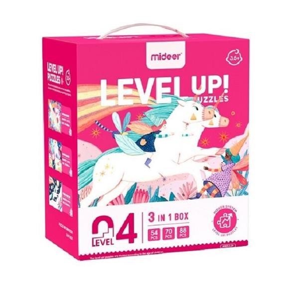 3 in 1 puzzle - Level Up 4 "Unicorn" (54,70 & 88pcs)